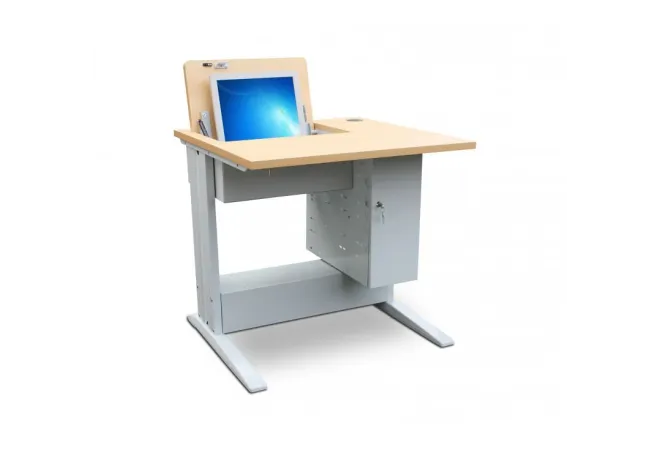 Poste et bureau informatique scolaire escamotable