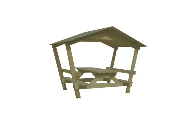 Table de picnic en bois avec toit