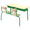 Visuel du bureau scolaire biplace Lara avec assises attenantes - Leader Equipements 