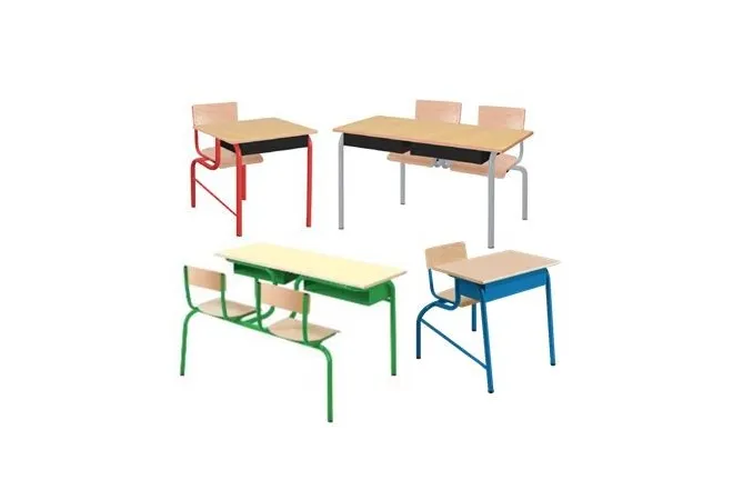 Visuel des bureaux scolaires Lara avec assise attenante - Leader Equipements 