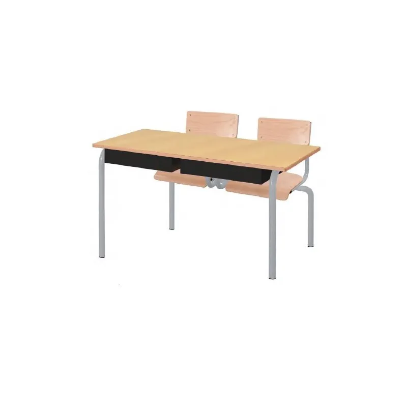 Visuel du bureau scolaire biplace Lara avec assises attenantes - Leader Equipements 