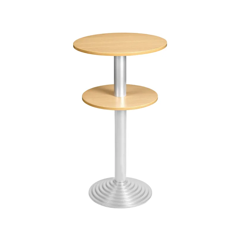 Table pour collectivités type Mange Debout pied rond et double plateau - Leader Equipements