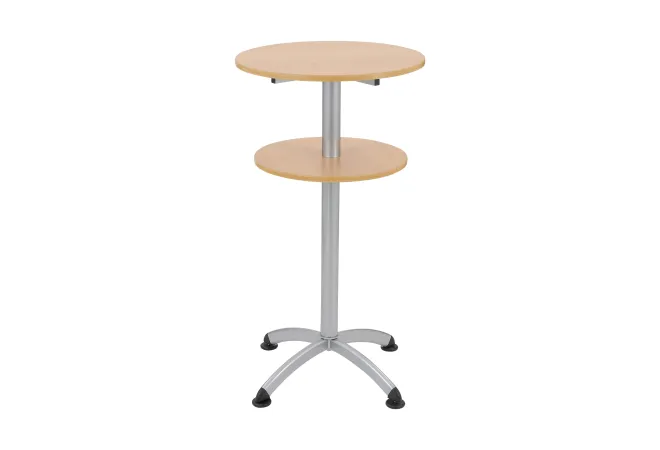 Table pour collectivités type Mange Debout pied en croix et double plateau - Leader Equipements