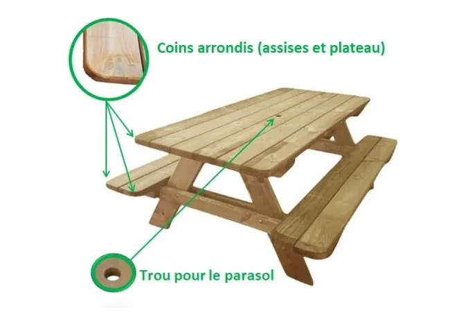 Table pique-nique en bois modèle Alcor - Leader Equipements