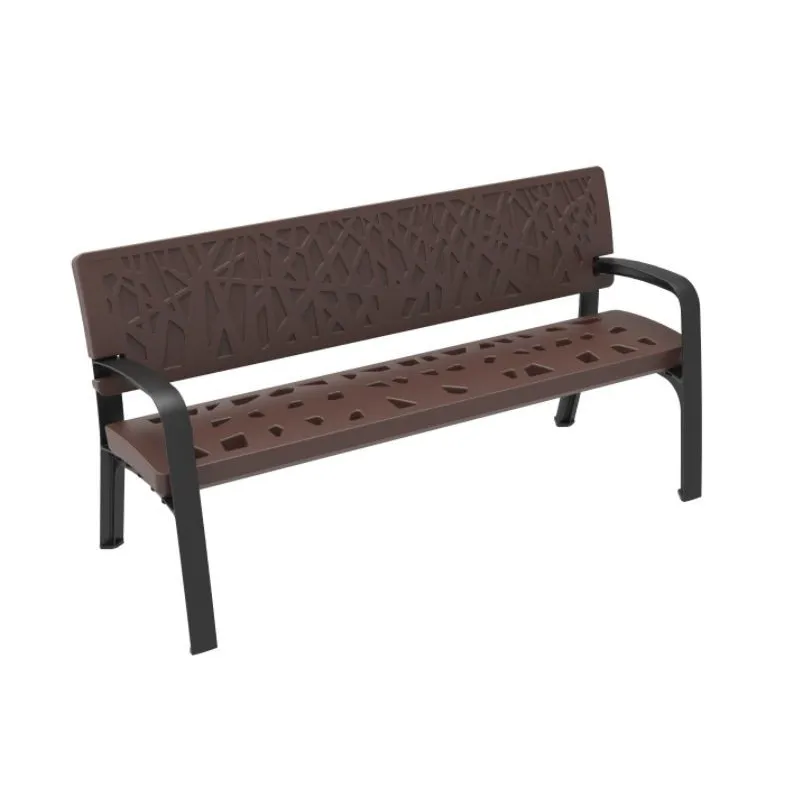 Banc public en polyéthylène Maverick design végétal - RAL 8017 - LEADER EQUIPEMENTS