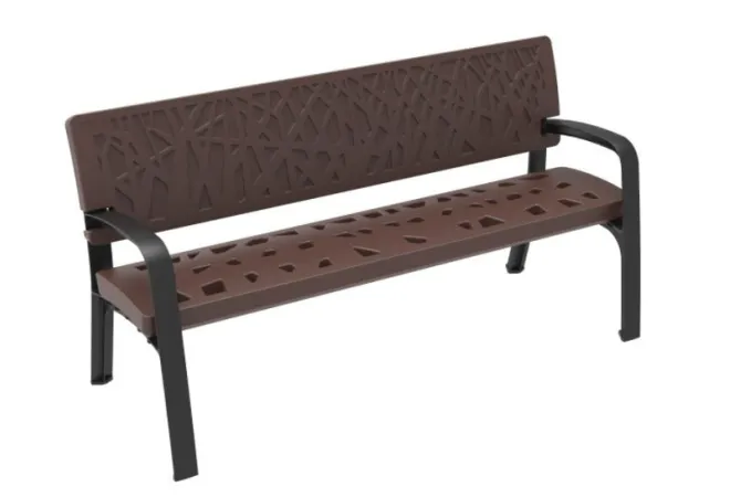 Banc public en polyéthylène Maverick design végétal - RAL 8017 - LEADER EQUIPEMENTS