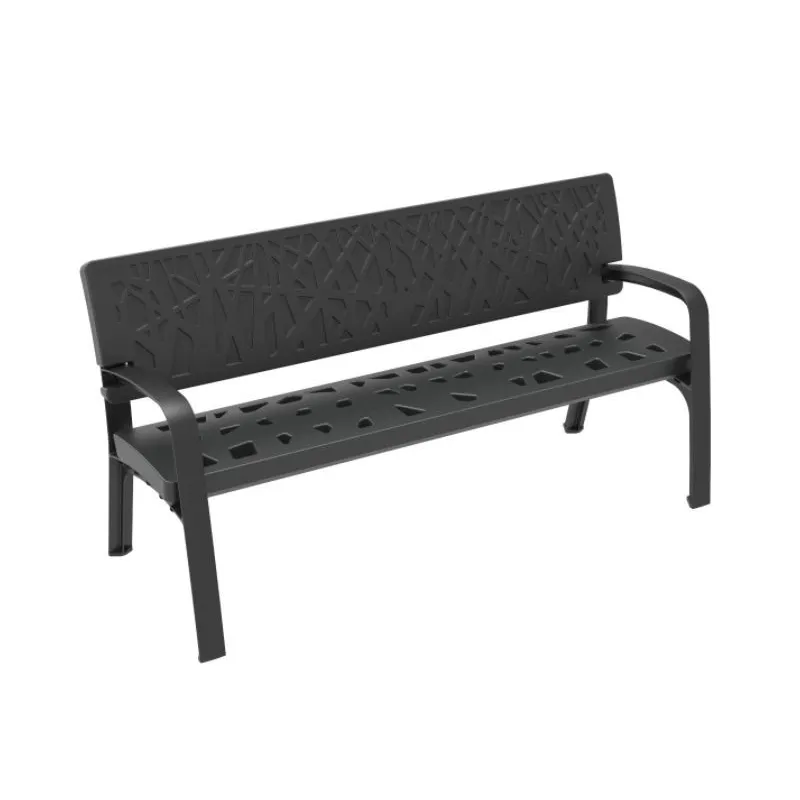 Banc public en polyéthylène Maverick design végétal - RAL 7021 - LEADER EQUIPEMENTS