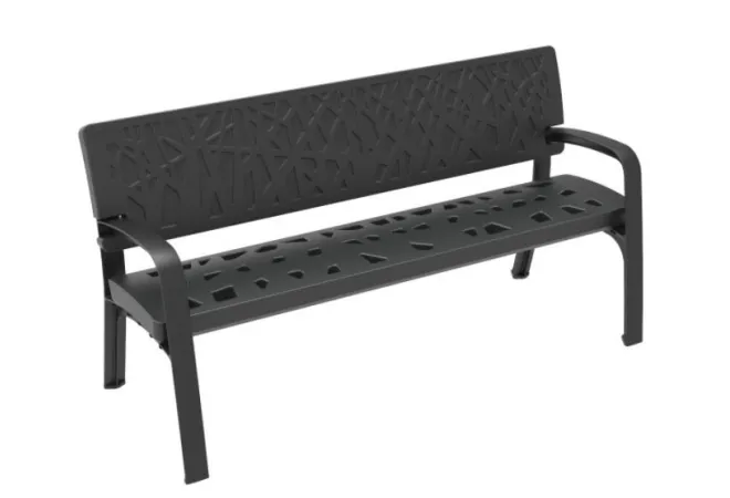 Banc public en polyéthylène Maverick design végétal - RAL 7021 - LEADER EQUIPEMENTS