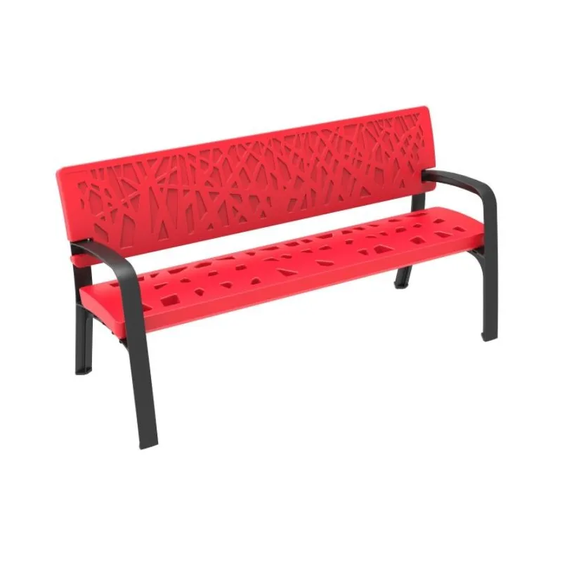 Banc public en polyéthylène Maverick design végétal - RAL 3020 - LEADER EQUIPEMENTS