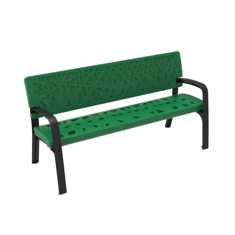 Banc public en polyéthylène Maverick design végétal - RAL 6029 - LEADER EQUIPEMENTS