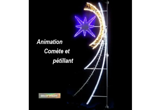 Visuel de la Comète lumineuse animée et pétillante - Décoration de Noël pour poteau communal - Leader Equipements