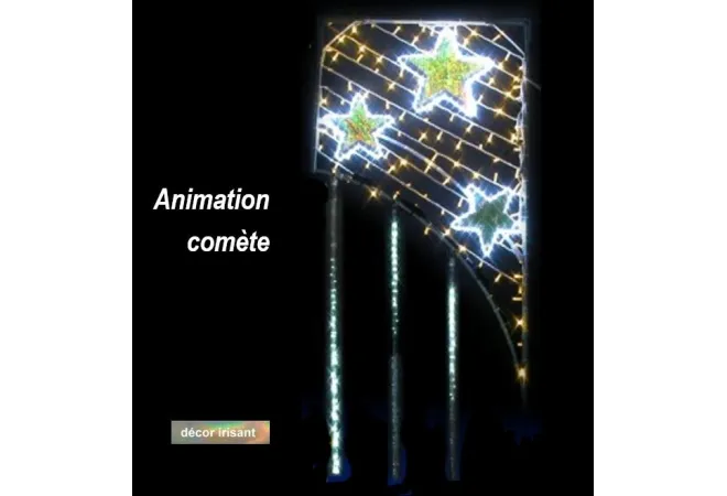 Visuel du décor lumineux irisant et animé de noël Étoiles fondantes pour lampadaire - Leader Equipements