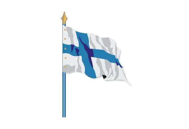 Visuel du Drapeau officiel de la Finlande cloué sur hampe - Leader Equipements