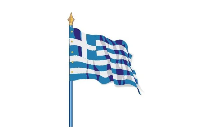 Visuel du Drapeau officiel de la Grèce cloué sur hampe - Leader Equipements