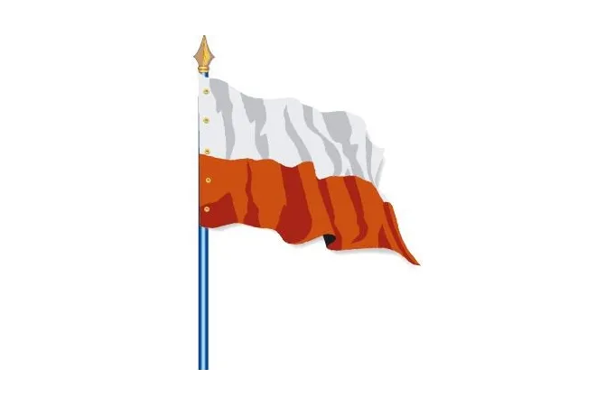 Visuel du Drapeau officiel de la Pologne cloué sur hampe - Leader Equipements