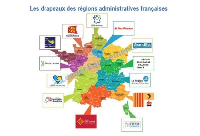 Drapeau sur hampe des Régions administratives françaises - Leader Equipements