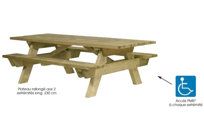 Table de picnic en bois Berlin pour PMR