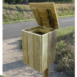 Poubelle d'extérieur imitation bois pour le tri sélectif des déchets