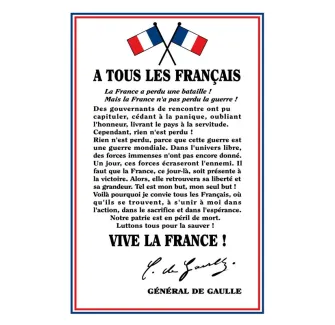 Plaque d'intérieur "À tous les français" Général DE GAULLE loi BLANQUER