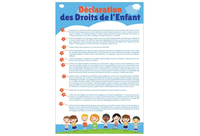 Plaque déclaration des droits de l'enfant loi blanquer