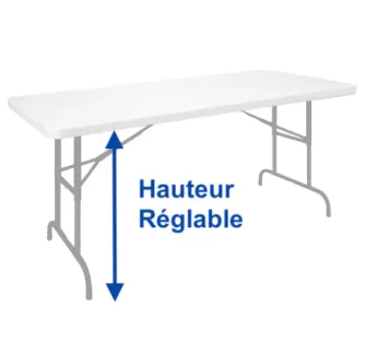 Visuel de la table pliante réglable en hauteur - Leader Equipements