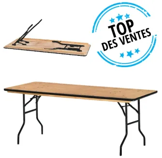 Table pliante avec plateau bois exotique pour salle des fêtes Tarragone