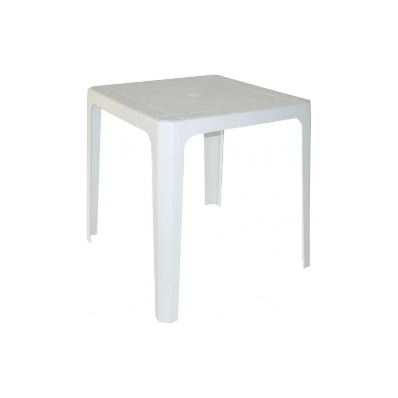 Table polypro pour terrasse, table légère et empilable blanche