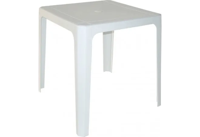 Table polypro pour terrasse, table légère et empilable blanche