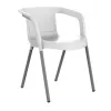 Fauteuil polypro blanc pieds en acier