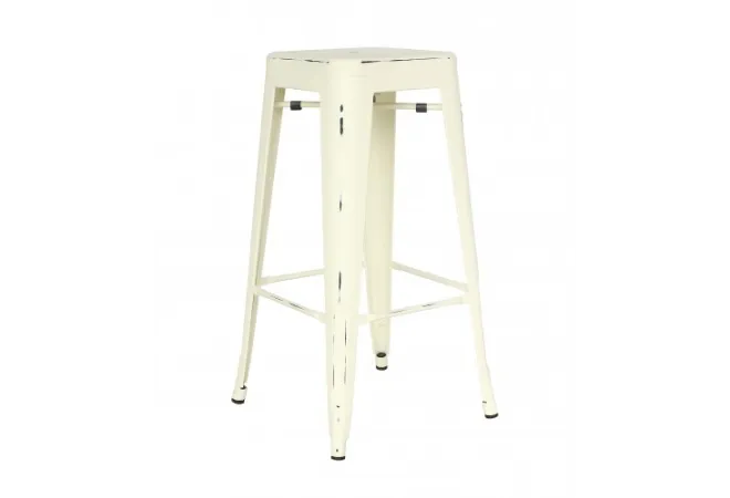 Tabouret pour intérieur et extérieur. Tabouret en métal peint crème