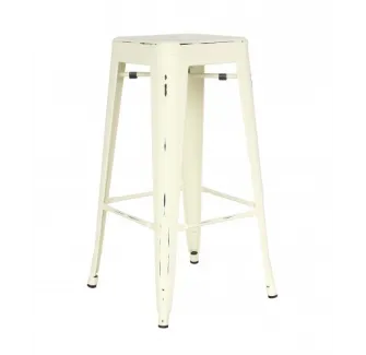 Tabouret pour intérieur et extérieur. Tabouret en métal peint crème