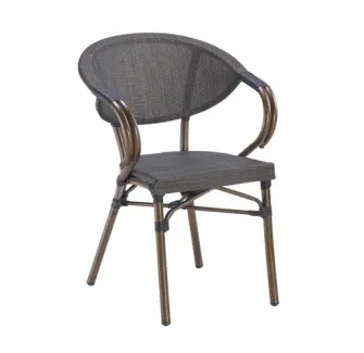 Fauteuil en textilène en aluminium imitation bambou