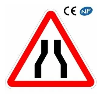 Panneau de signalisation indiquant une chaussée rétrécie (A3)