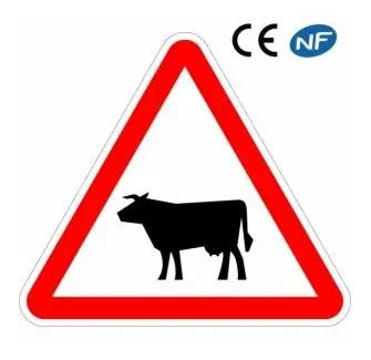 Panneau de circulation signalant un passage d'animaux domestiques fréquent (A15a1)