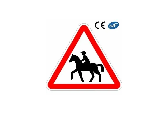 Panneau de route pour signaler un passage fréquent de chevaux (A15c)