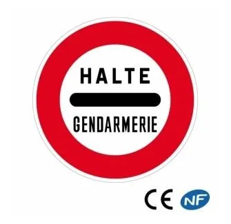 Panneau de circulation signalant un arrêt au poste de gendarmerie (B5a)