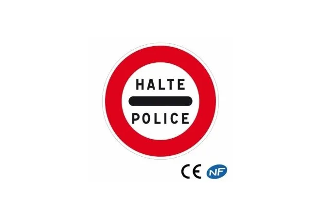 Panneau de circulation signalant un arrêt au poste de police (B5b)