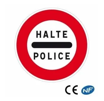 Panneau de circulation signalant un arrêt au poste de police (B5b)