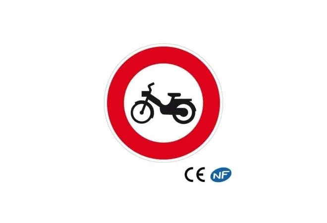 Panneau de circulation indiquant un accès interdit aux cyclomoteurs (B9g)