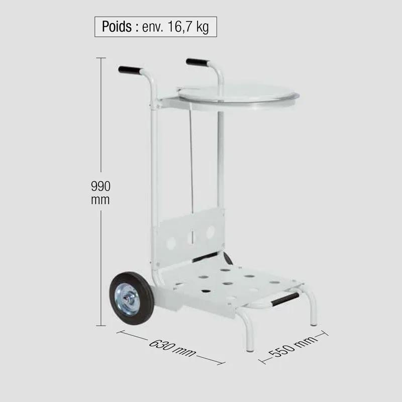 Dimensions du chariot pour sac poubelle 120 l avec pédale