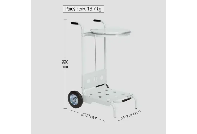 Dimensions du chariot pour sac poubelle 120 l avec pédale