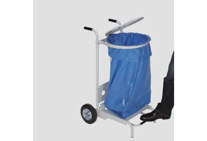 CHARIOT SUPPORT DE SAC POUBELLE AVEC PÉDALE GRANDE QUALITÉ 120 L