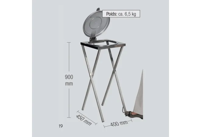 Dimensions du collecteur de poubelle avec ou sans pédale