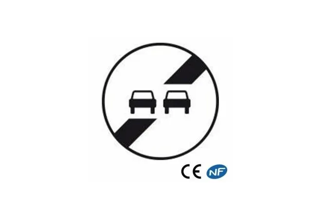 Panneau aluminium signalisation fin d'interdiction de doubler