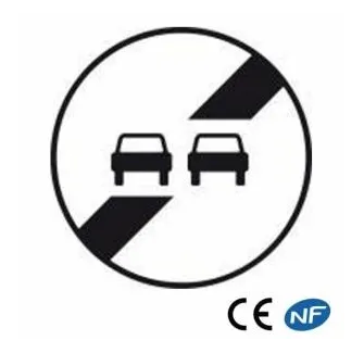 Panneau aluminium signalisation fin d'interdiction de doubler