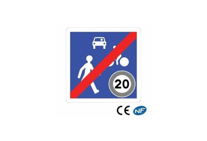 Panneau de signalisation fin de zone de rencontre B53