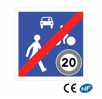 Panneau de signalisation fin de zone de rencontre B53