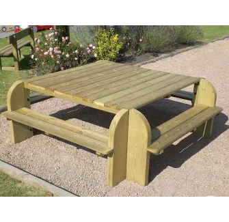 Table de picnic en bois carrée