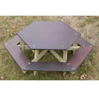 Table pique-nique avec bancs hexagonale pour enfants