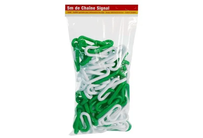 Sachet de 5 m de chaînette en plastique vert et blanc